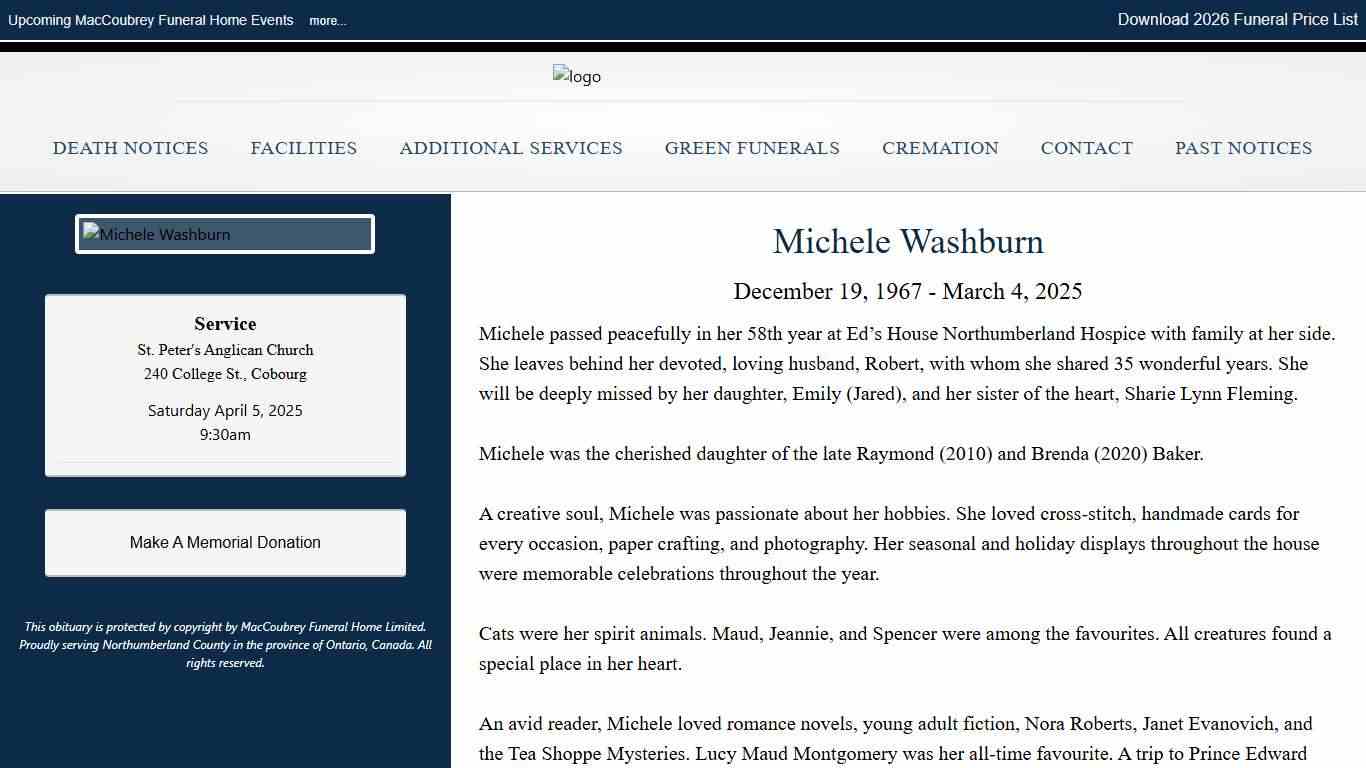 Michele Washburn - MacCoubrey Funeral Home Ltd.
